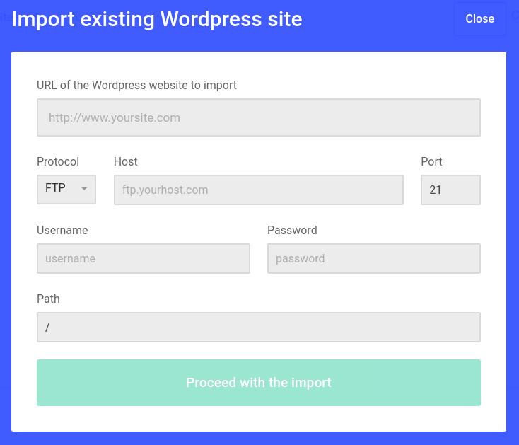 Import existing WordPress